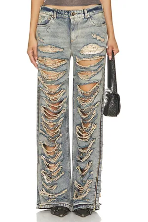 Retrofete Chanti Destroyed Flare in - Denim-Medium. Size 23 (also in 24).