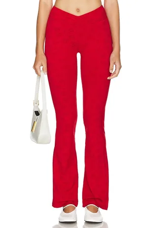 Frankies Bikinis Clementine Shine Jacquard Legging in - Red. Size XL (also in L).