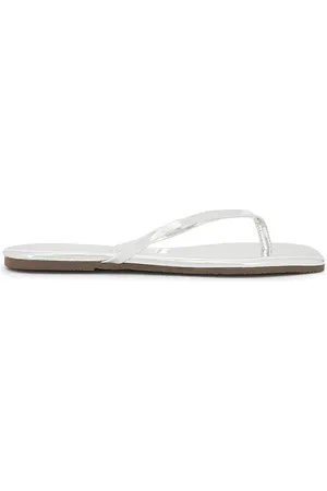 Tkees Lily Square Toe Mirror Flip Flop in - Metallic Silver. Size 6 (also in 10, 11, 7, 8, 9).