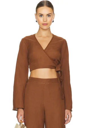Simkhai Hailey Wrap Crop Top in - Brown. Size S (also in XS).