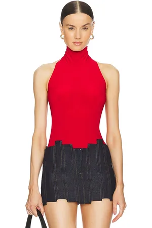 Norma Kamali X REVOLVE Halter Turtleneck Top in - Red. Size XL (also in L, XXS).