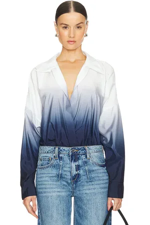 Norma Kamali Super Oversized Boyfriend Shirt Bodysuit in - Navy. Size S (also in XS).