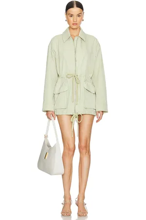 GRLFRND Tech Gabardine Parka Jacket in - Olive. Size M (also in S, XL).