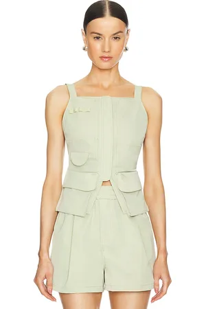 GRLFRND Tech Gabardine Apron Top in - Olive. Size S (also in XXS).