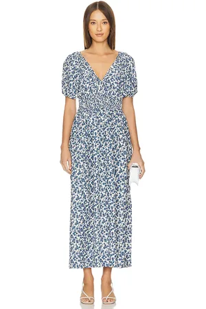 FAITHFULL THE BRAND Valras Midi Dress in - Blue. Size S (also in XS).