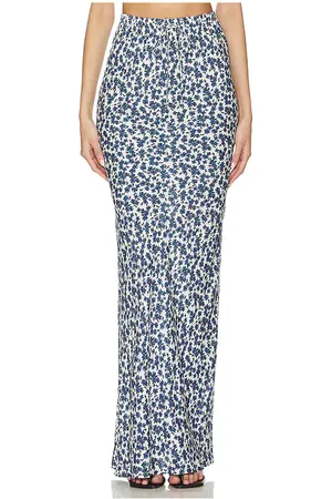 FAITHFULL THE BRAND Menton Maxi Skirt in - Blue. Size S (also in XS).