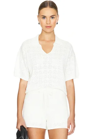 MONROW Crochet Knit Oversized Polo Tee in - . Size M (also in XL).