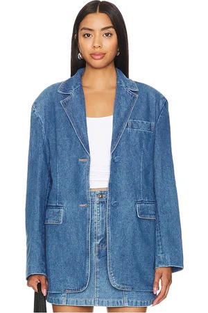 Bardot Abi Denim Oversized Blazer in - Denim-Medium. Size M (also in S, XS).