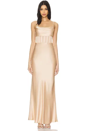 ALICE+OLIVIA Valentina Maxi Dress in - Beige. Size 10 (also in 12).