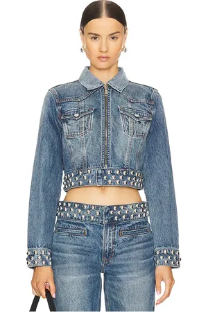 GRLFRND Drea Fitted Western Jacket in - Denim-Dark. Size XS (also in XXS).