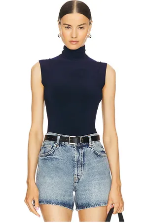 Norma Kamali Slim Fit Sleeveless Turtleneck Top in - Navy. Size L (also in XS, XXS).