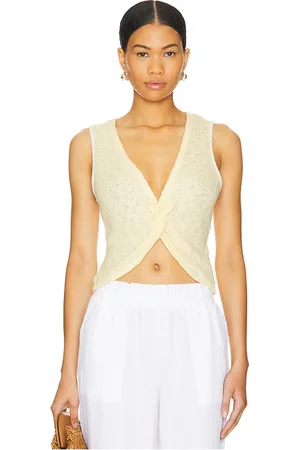 LA Made Caspian Twist Front Mesh Top in - Yellow. Size M (also in L).