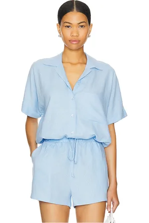 LnA Alpine Linen Button Up in - Blue. Size L (also in M, XS).