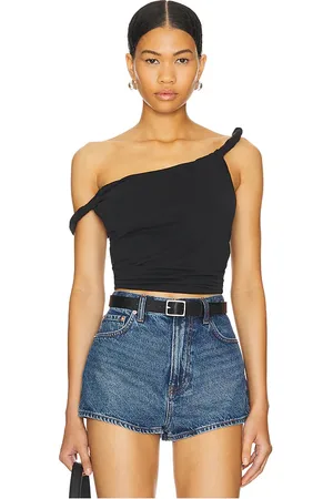 GOOD AMERICAN Twist Tee in - Black. Size 4X (also in 5X, L, XL).