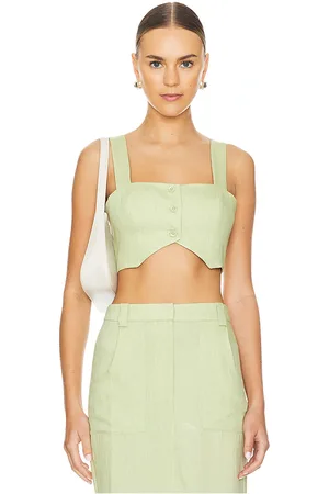 Amanda Uprichard Royston Crop Top in - Sage. Size L (also in M, XS).