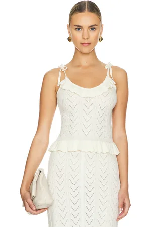 SPELL Lou Lou Knit Cami in - White. Size L (also in M, XL).