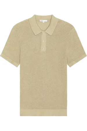 ONIA Cotton Textured Knit Polo in - Brown. Size M (also in S).