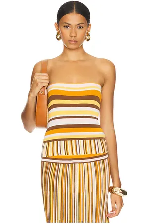 FAITHFULL THE BRAND Citara Strapless Top in - Brown. Size L (also in M, XL).