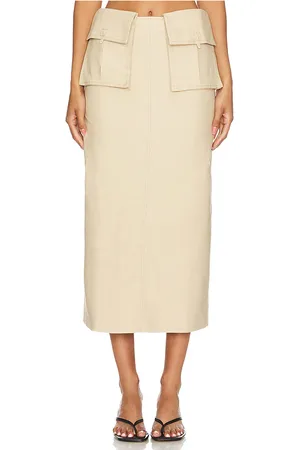 Camila Coelho Rousseau Midi Skirt in - Beige. Size S (also in XS).