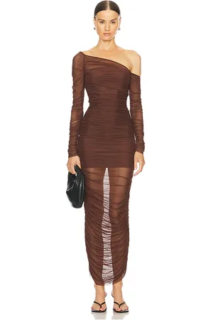 SER.O.YA Chantae Mesh Dress in - Chocolate. Size S (also in XS, XXS).