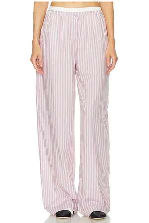 Helsa Wide Stripe Poplin House Pants in - Mauve. Size L (also in M, S, XL).