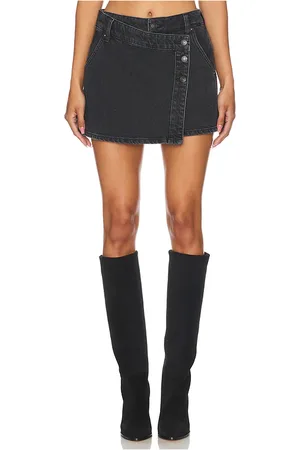 Free People X We The Free Wynne Denim Skirt in - Black. Size 24 (also in 25, 26, 27, 29, 30, 31).