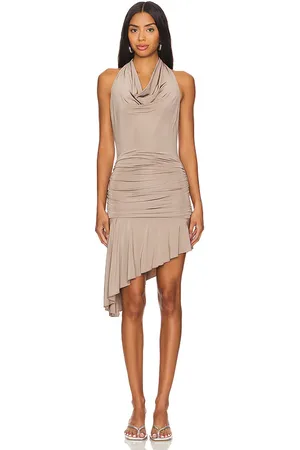 Paris Georgia Halter Mini Dress in - Neutral. Size L (also in M, S, XS).
