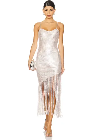 Saylor Lillie Dress in - Metallic Silver. Size L (also in M, S).