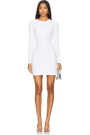 Norma Kamali Long Sleeve Crewneck Mini Dress in - White. Size M (also in S).