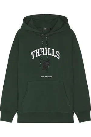 Thrills Hard Knocks Slouch Pull On Hoodie in - Dark Green. Size S (also in XL/1X).