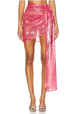 LAPOINTE Sequin Drape Mini Skirt in - Pink. Size 0 (also in 2, 8).
