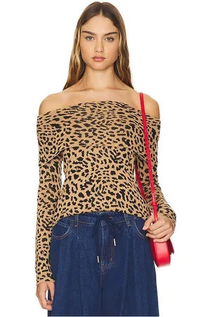 Central Park West Nova Off The Shoulder Top in - Tan. Size S (also in XS).