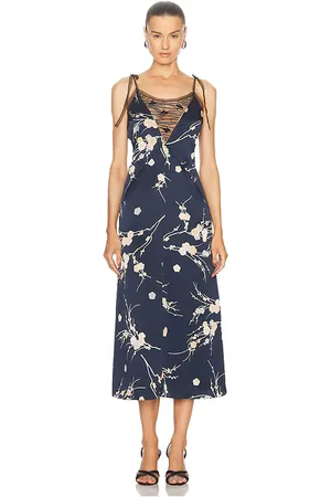 SIEDRES Armani Silky Maxi Dress in - Navy. Size 44 (also in ).