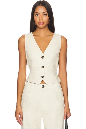 SNDYS Allegra Linen Vest in - White. Size L (also in XS, XXL).