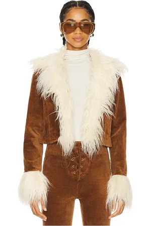 Show Me Your Mumu Penny Lane Cropped Coat in - Brown. Size L (also in XL).