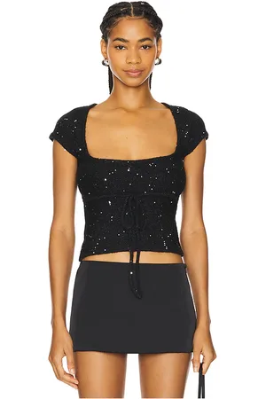 DANIELLE GUIZIO Miki Sequin Knit Top in - . Size S (also in XL).