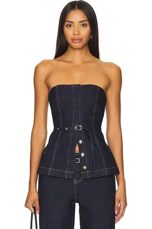 SOVERE Dusk Denim Bodice in - Denim-Dark. Size L (also in M).