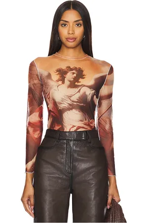 Rokh Renaissance Mask Top in - Brown. Size S (also in XS).