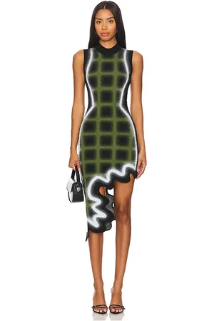 PH5 Mia Wavy Plaid Dress in - Green. Size L (also in M, S).