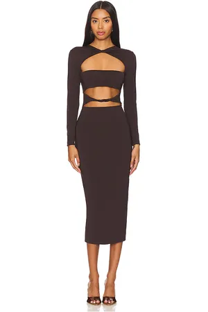SER.O.YA Karma Midi Dress in - Chocolate. Size L (also in M).