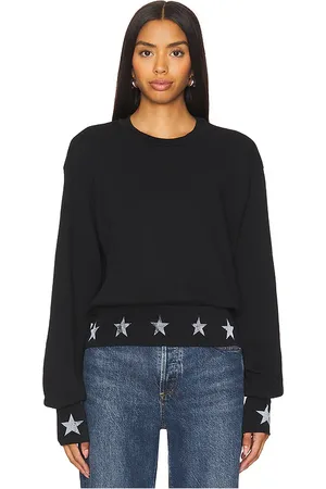 Michael Lauren Kamon Crew Neck Pullover W/ Metallic Silver Star Print Top in - . Size M (also in S, XS).