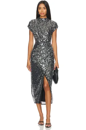 Saylor Renata Dress in - Charcoal. Size L (also in XS).