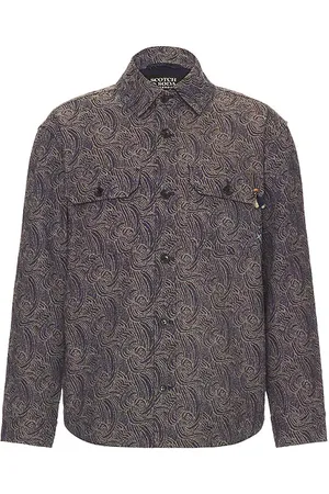Scotch&Soda Jacquard Wool Blend Overshirt in - Blue. Size L (also in M, S).