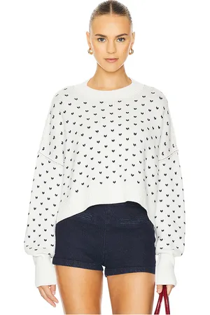 Free People Pattern Easy Street Crop Sweater in - White. Size M (also in XL, XS).