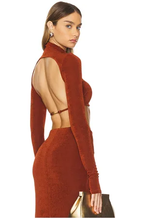 Khanums Cropped Long Sleeve in - Orange. Size M (also in S).
