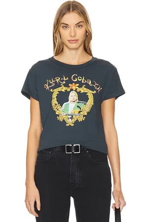 DAYDREAMER Kurt Cobain Heart Frame Reverse Gf Tee Shirt in - Black. Size L (also in M, S, XS).