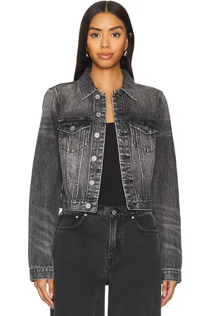 GRLFRND Maeve Fitted Denim Jacket in - Black. Size S (also in XS, XXS).