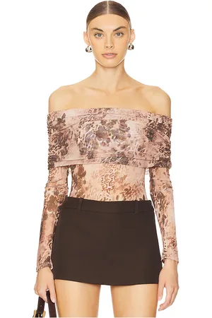 MORE TO COME Isela Off Shoulder Bodysuit in - Tan. Size S (also in XS, XXS).