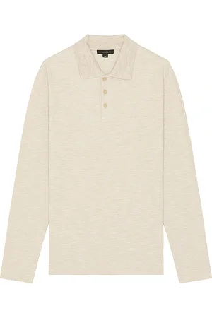 Vince Sun Faded Thermal Long Sleeve Polo in - Brown. Size L (also in M, S).