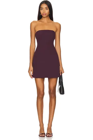 SER.O.YA Poppi Heavy Crepe Strapless Mini Dress in - Wine. Size M (also in XL).
